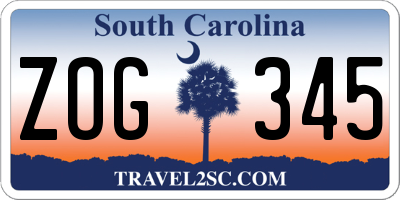 SC license plate ZOG345