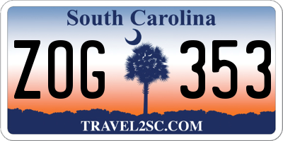 SC license plate ZOG353