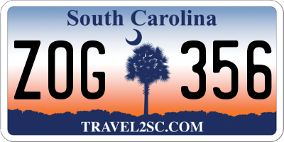 SC license plate ZOG356