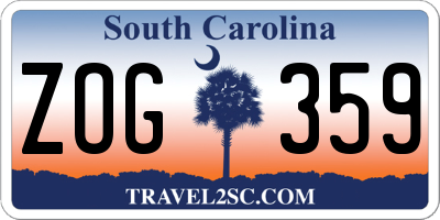 SC license plate ZOG359