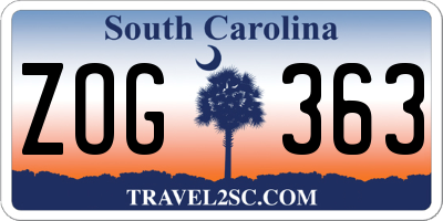 SC license plate ZOG363
