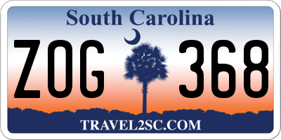 SC license plate ZOG368