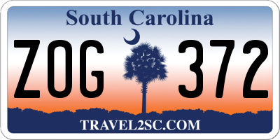 SC license plate ZOG372