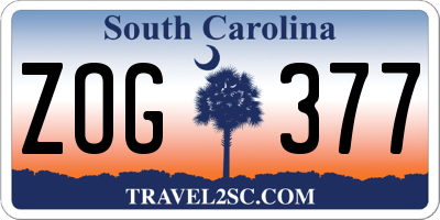 SC license plate ZOG377