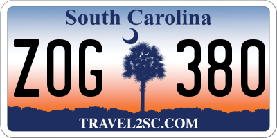 SC license plate ZOG380