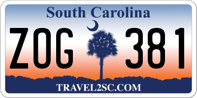SC license plate ZOG381
