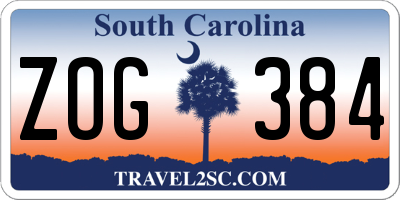 SC license plate ZOG384