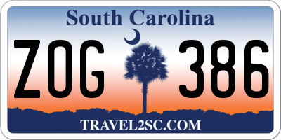 SC license plate ZOG386