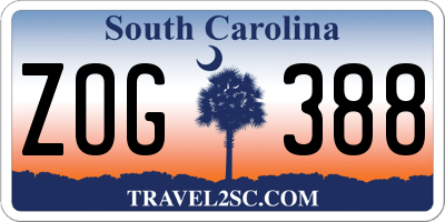 SC license plate ZOG388