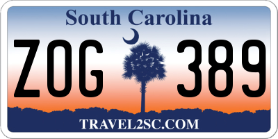 SC license plate ZOG389