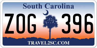 SC license plate ZOG396