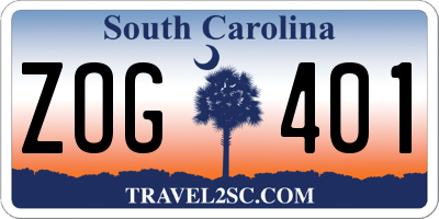 SC license plate ZOG401
