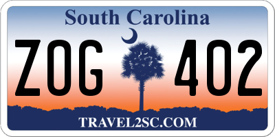 SC license plate ZOG402