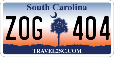 SC license plate ZOG404