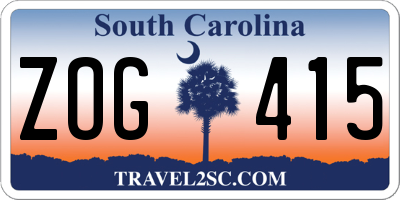 SC license plate ZOG415