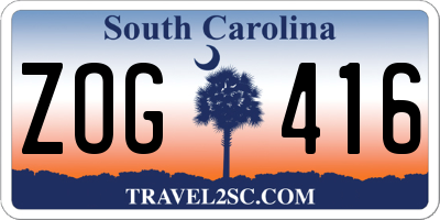 SC license plate ZOG416