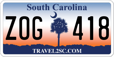 SC license plate ZOG418