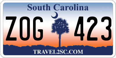 SC license plate ZOG423