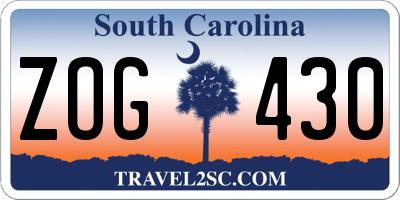 SC license plate ZOG430
