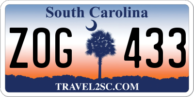 SC license plate ZOG433