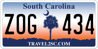 SC license plate ZOG434