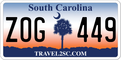 SC license plate ZOG449