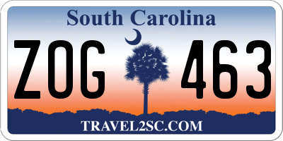 SC license plate ZOG463