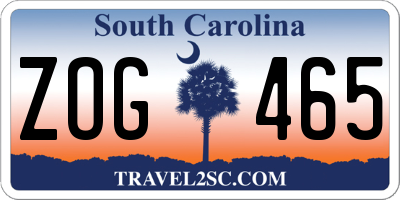 SC license plate ZOG465