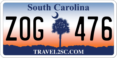 SC license plate ZOG476