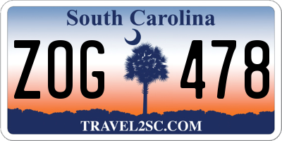 SC license plate ZOG478