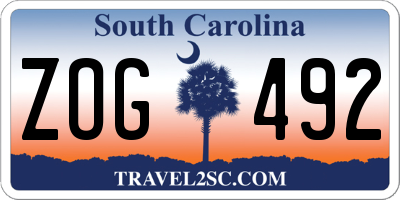 SC license plate ZOG492