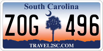 SC license plate ZOG496
