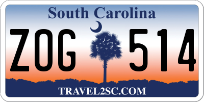 SC license plate ZOG514