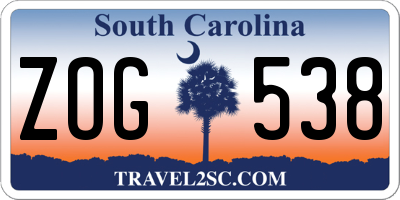 SC license plate ZOG538