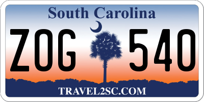 SC license plate ZOG540