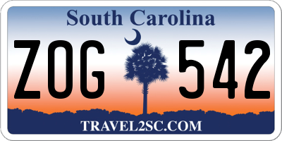 SC license plate ZOG542