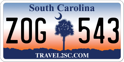 SC license plate ZOG543