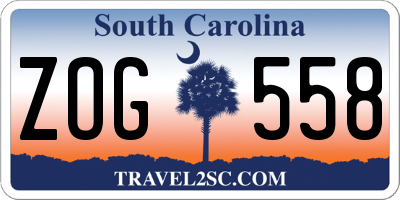 SC license plate ZOG558