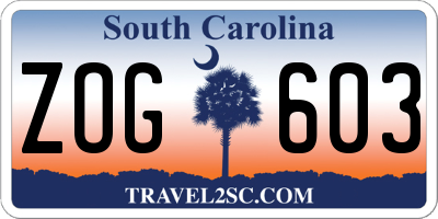 SC license plate ZOG603