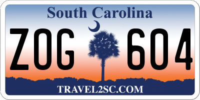 SC license plate ZOG604