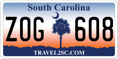 SC license plate ZOG608