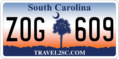 SC license plate ZOG609