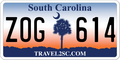 SC license plate ZOG614