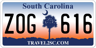 SC license plate ZOG616