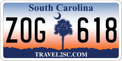 SC license plate ZOG618