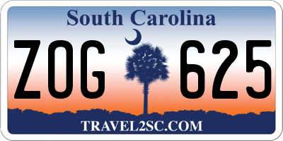 SC license plate ZOG625