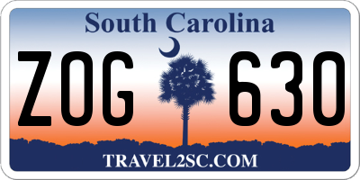 SC license plate ZOG630