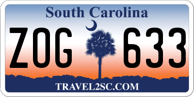 SC license plate ZOG633