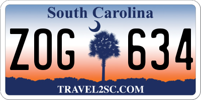 SC license plate ZOG634