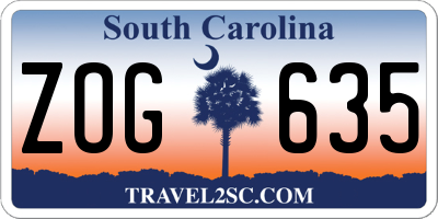 SC license plate ZOG635